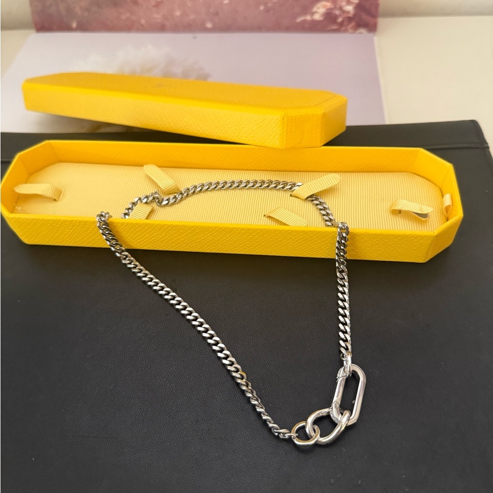 Swarovski “Dextera” necklace, Pavé, Mixed links, White, Rhodium plated 17”.
